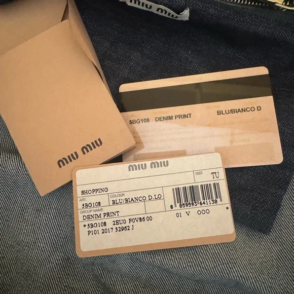 Miu Miu Denim and White Logo Tote Bag - Picture 6 of 8